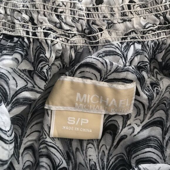 MICHAEL KORS Off The Shoulder Top Sleeveless Ruffle Silk Cotton Gray Small - Picture 4 of 9